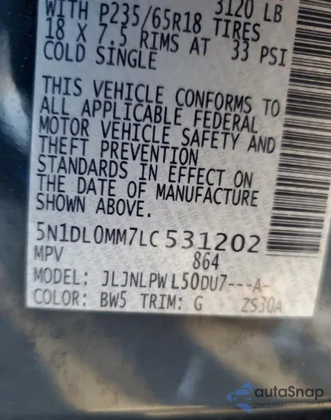 2020 Infiniti Qx60 Luxe из США, поврежденный, VIN 5N1DL0MM7LC531202